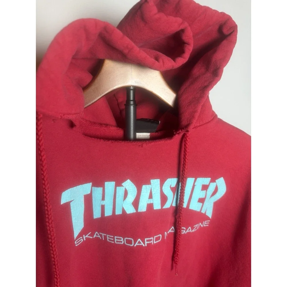 Thrasher Magazine Red w/ Aqua Blue Logo Hoodie size S